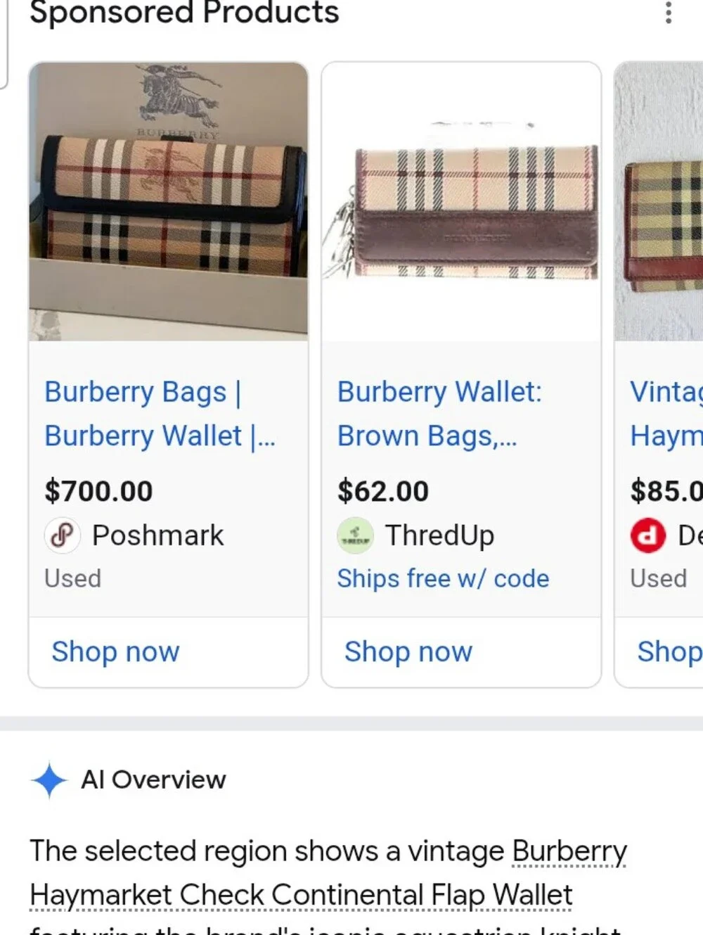 Vintage Burberry Haymarket Check Flap Wallet With knight & logo In brown trim.